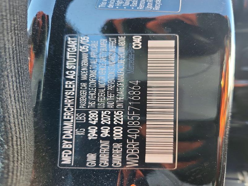 Aukcja sprzedaży 2005 Mercedes-benz C, vin: WDBRF40J85F716864, numer aukcji: 68581746