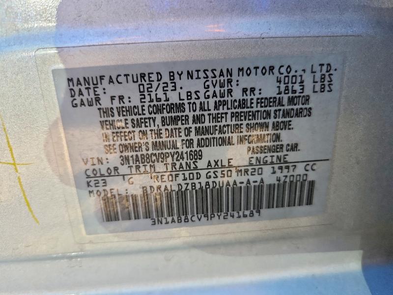 2023 Nissan Sentra მანქანა იყიდება აუქციონზე, vin: 3N1AB8CV9PY241689, აუქციონის ნომერი: 71056406