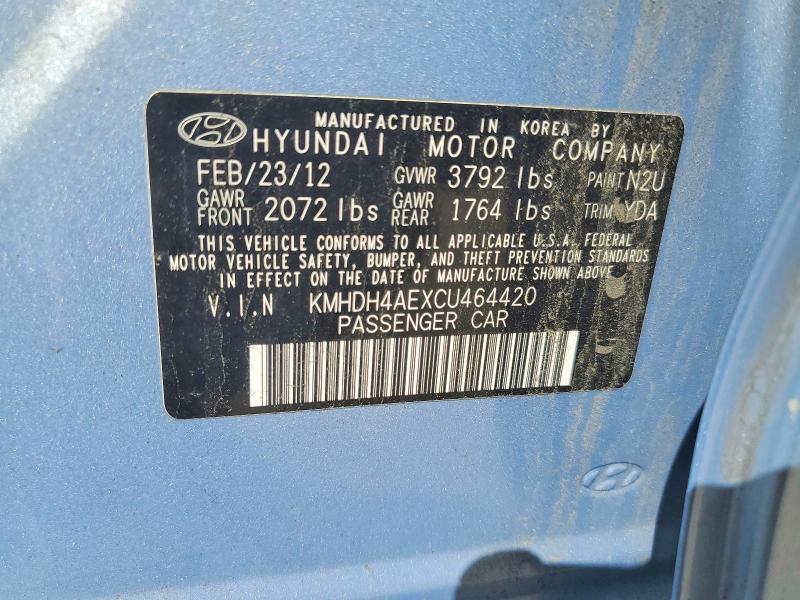 Aukcja sprzedaży 2012 Hyundai Elantra, vin: KMHDH4AEXCU464420, numer aukcji: 67619416