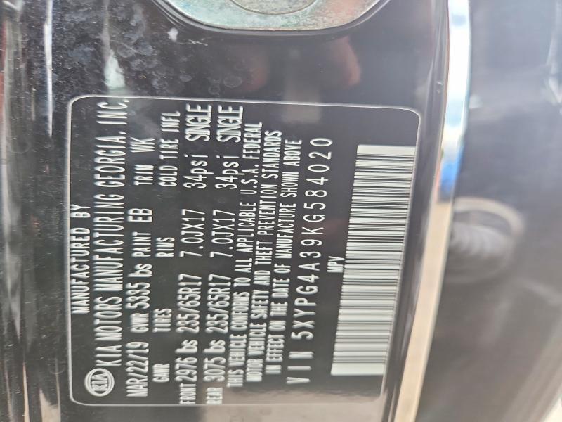 Aukcja sprzedaży 2019 Kia Sorento, vin: 5XYPG4A39KG584020, numer aukcji: 67017186