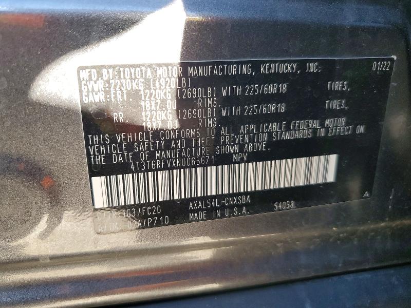 Aukcja sprzedaży 2022 Toyota Rav4, vin: 4T3T6RFVXNU065671, numer aukcji: 68721996