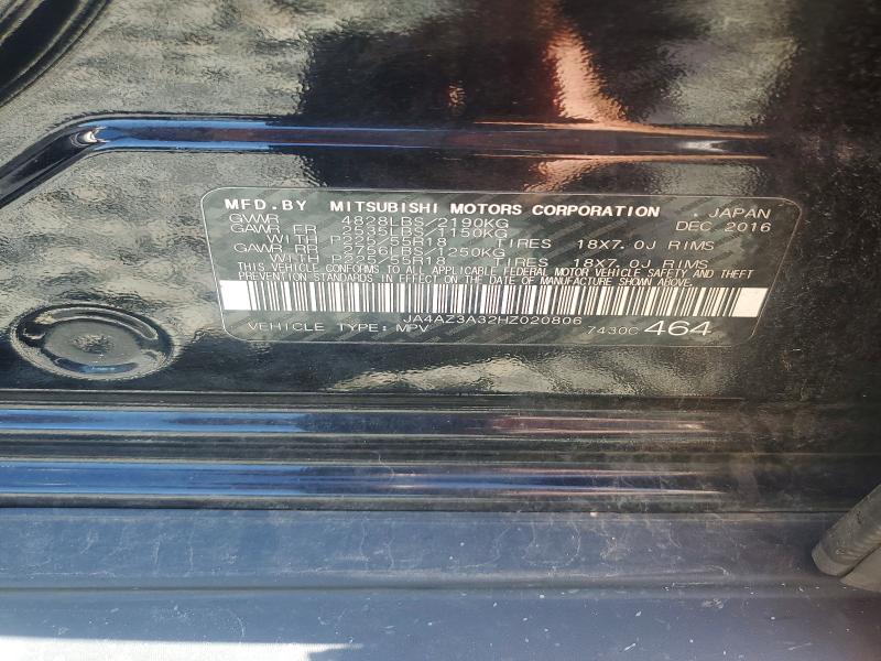 2017 Mitsubishi Outlander მანქანა იყიდება აუქციონზე, vin: JA4AZ3A32HZ020806, აუქციონის ნომერი: 67797626