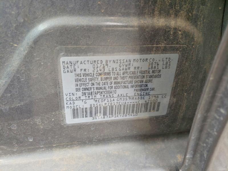 67890936 :رقم المزاد ، 3N1AB7AP5KY289410 vin ، 2019 Nissan Sentra مزاد بيع