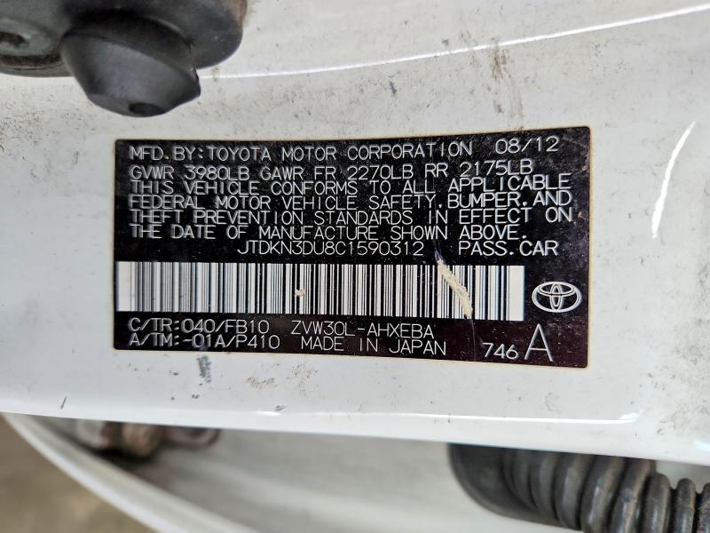 Продаж на аукціоні авто 2012 Toyota Prius, vin: JTDKN3DU8C1590312, номер лоту: 70358896