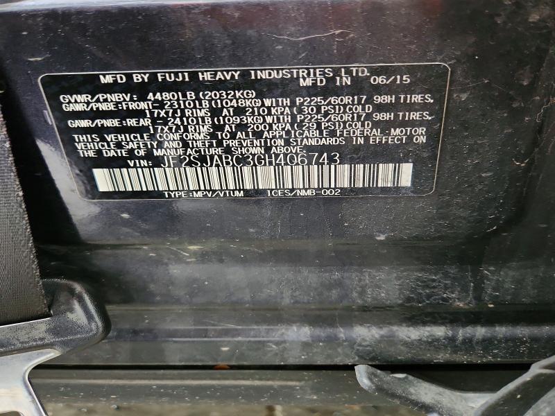 Aukcja sprzedaży 2016 Subaru Forester, vin: JF2SJABC3GH406743, numer aukcji: 67404876