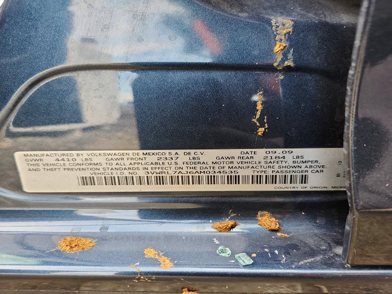 69605946 :رقم المزاد ، 3VWRL7AJ6AM034535 vin ، 2010 Volkswagen Jetta مزاد بيع