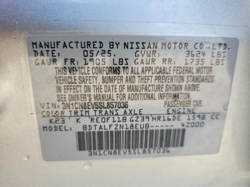 Aukcja sprzedaży 2025 Nissan Versa, vin: 3N1CN8EV5SL857036, numer aukcji: 70427436