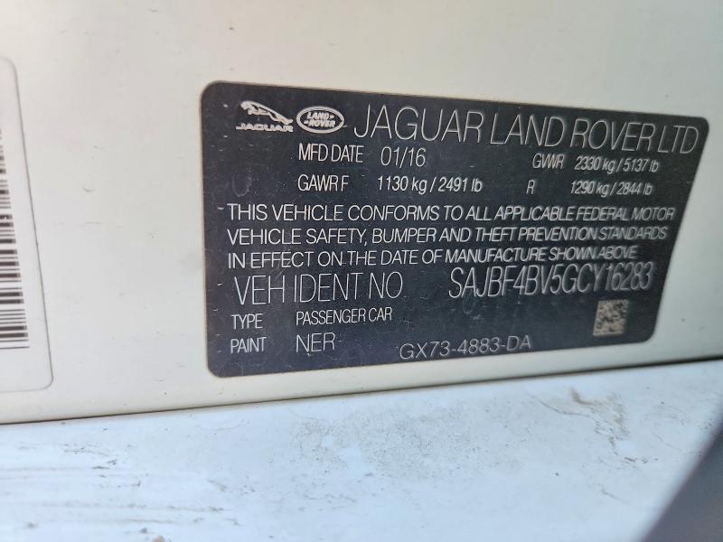 Aukcja sprzedaży 2016 Jaguar Xf, vin: SAJBF4BV5GCY16283, numer aukcji: 68092266