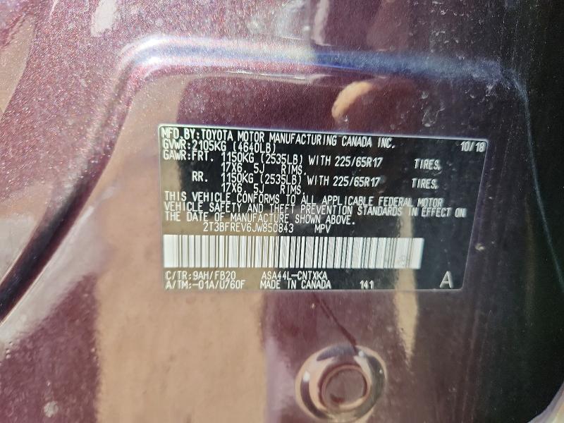 2018 Toyota Rav4 მანქანა იყიდება აუქციონზე, vin: 2T3BFREV6JW850843, აუქციონის ნომერი: 68510396