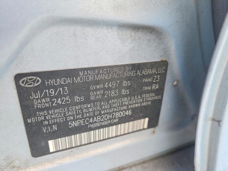Aukcja sprzedaży 2013 Hyundai Sonata, vin: 5NPEC4AB2DH780046, numer aukcji: 68370666