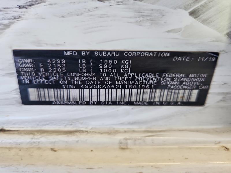2020 Subaru Impreza მანქანა იყიდება აუქციონზე, vin: 4S3GKAA62L1601961, აუქციონის ნომერი: 68988836