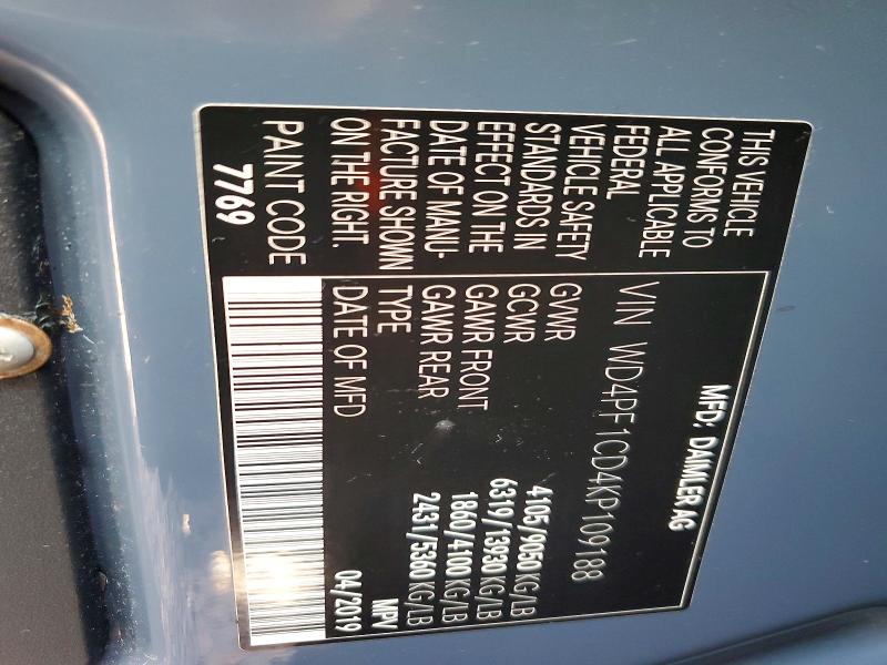 Продаж на аукціоні авто 2019 Mercedes-benz Sprinter, vin: WD4PF1CD4KP109188, номер лоту: 67670786