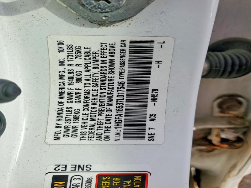 71256636 :رقم المزاد ، 1HGFA16537L017546 vin ، 2007 Honda Civic مزاد بيع