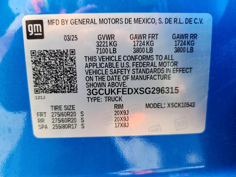 66346366 :رقم المزاد ، 3GCUKFEDXSG296315 vin ، 2025 Chevrolet Silverado مزاد بيع