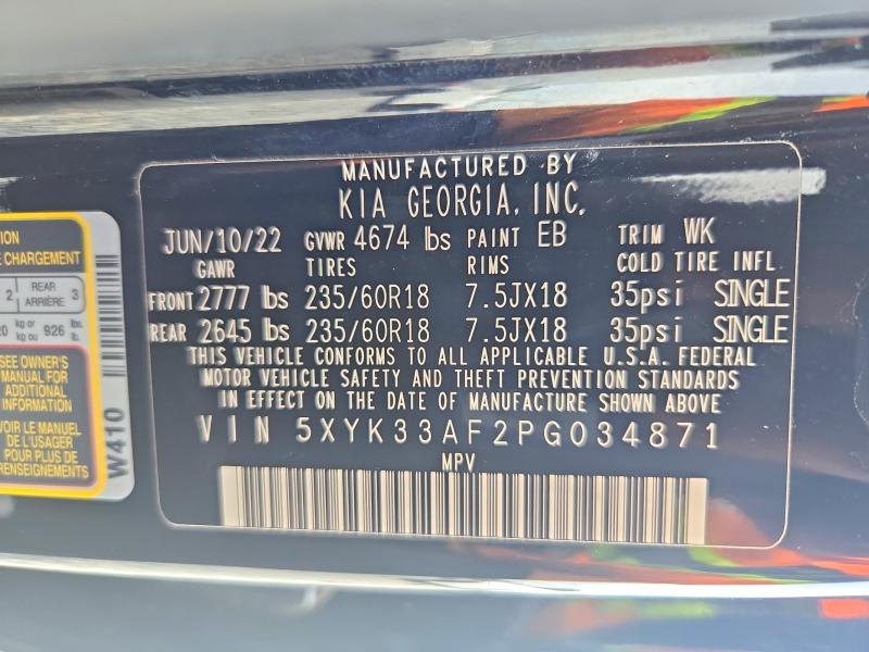 71008906 :رقم المزاد ، 5XYK33AF2PG034871 vin ، 2023 Kia Sportage مزاد بيع