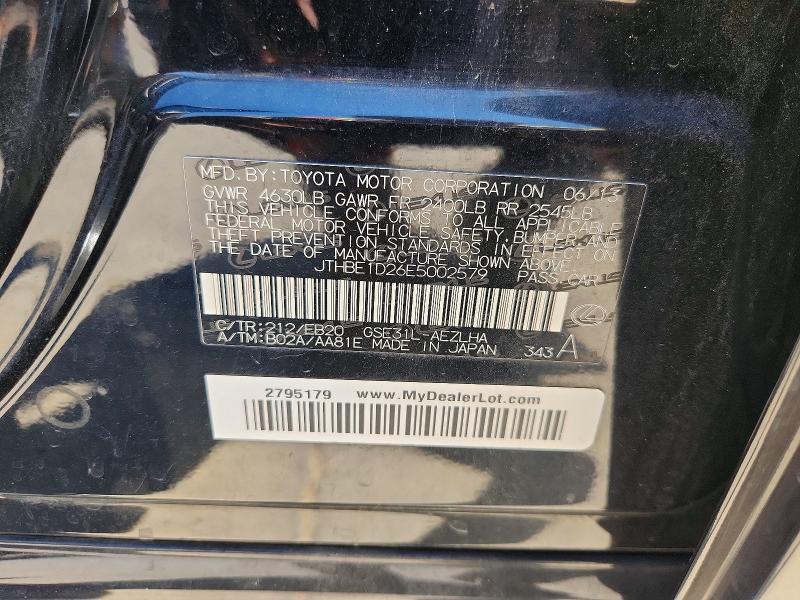 Aukcja sprzedaży 2014 Lexus Is, vin: JTHBE1D26E5002579, numer aukcji: 67744216