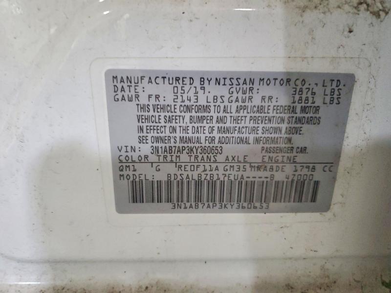 Aukcja sprzedaży 2019 Nissan Sentra, vin: 3N1AB7AP3KY360653, numer aukcji: 69257176