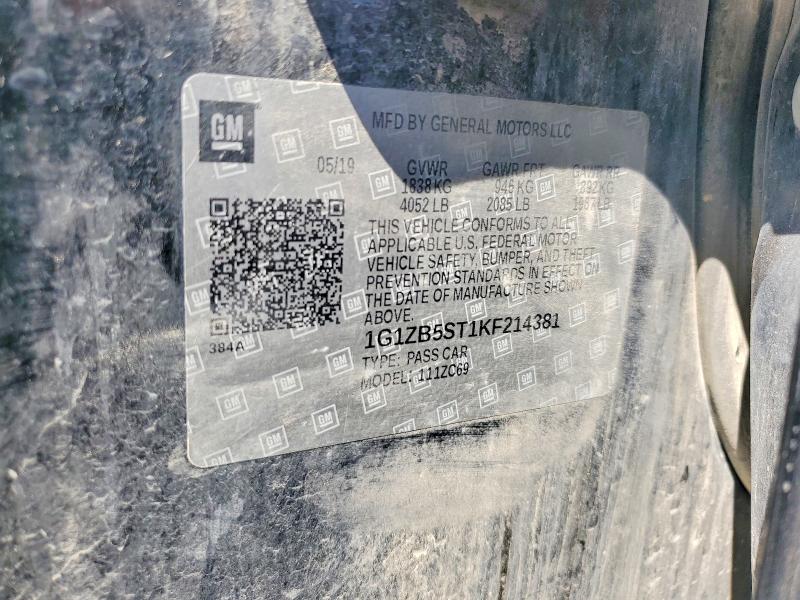 2019 Chevrolet Malibu მანქანა იყიდება აუქციონზე, vin: 1G1ZB5ST1KF214381, აუქციონის ნომერი: 67565556