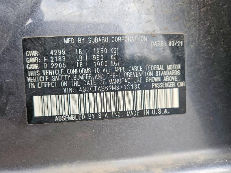 Продаж на аукціоні авто 2021 Subaru Impreza, vin: 4S3GTAB62M3713130, номер лоту: 67379776