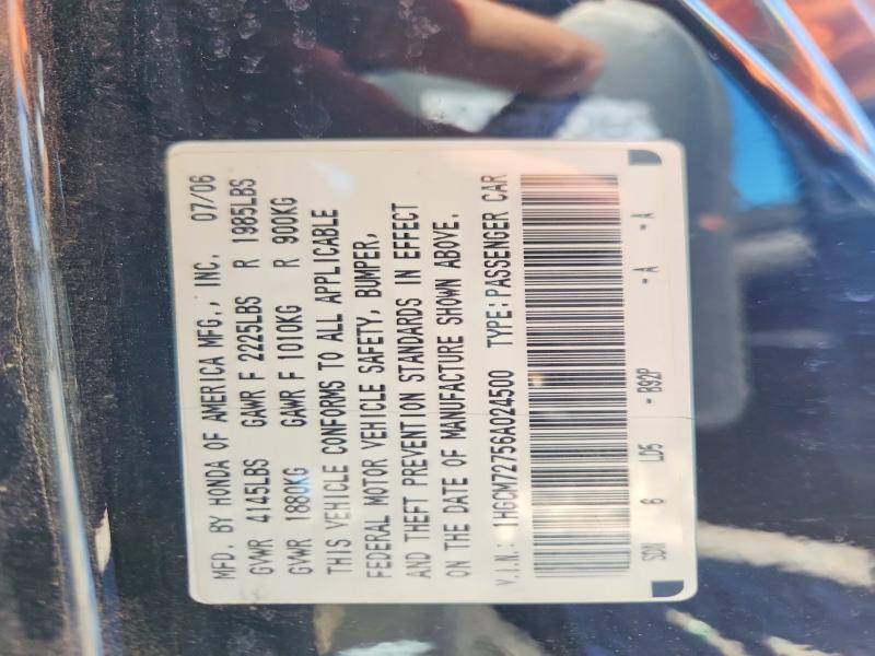 Продажа на аукционе авто 2006 Honda Accord, vin: 1HGCM72756A024500, номер лота: 67745296