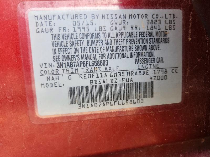 Продаж на аукціоні авто 2015 Nissan Sentra, vin: 3N1AB7AP6FL658603, номер лоту: 68960106
