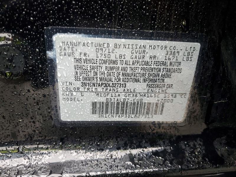 Aukcja sprzedaży 2013 Nissan Versa, vin: 3N1CN7AP3DL827313, numer aukcji: 71192126