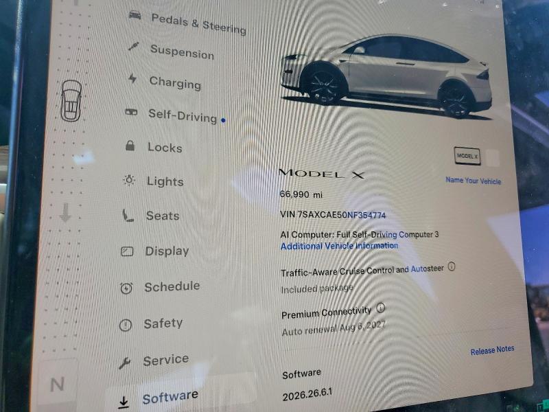 Aukcja sprzedaży 2022 Tesla Model X, vin: 7SAXCAE50NF354774, numer aukcji: 68049056