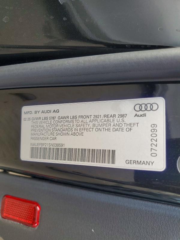 Продажа на аукционе авто 2025 Audi S6, vin: WAUEFBF21SN038591, номер лота: 67851796