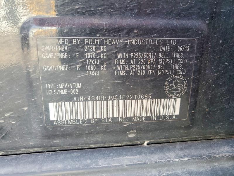 2014 Subaru Outback მანქანა იყიდება აუქციონზე, vin: 4S4BRJMC1E2210686, აუქციონის ნომერი: 69233496