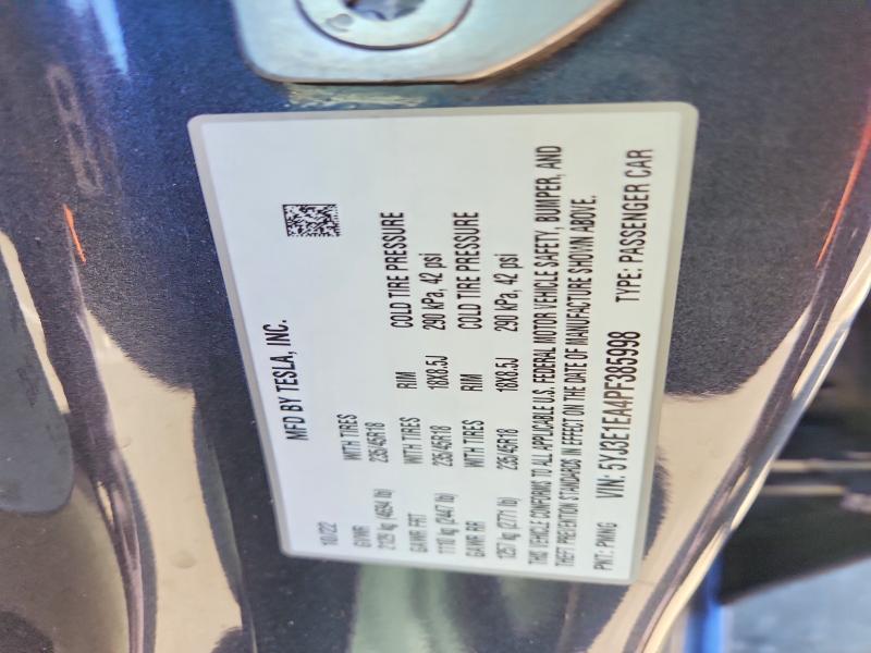 Продаж на аукціоні авто 2023 Tesla Model 3, vin: 5YJ3E1EA4PF385998, номер лоту: 66973666
