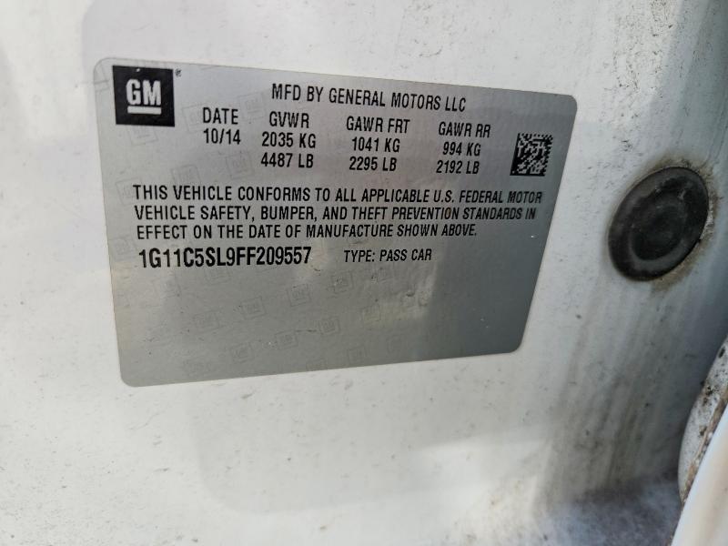 Aukcja sprzedaży 2015 Chevrolet Malibu, vin: 1G11C5SL9FF209557, numer aukcji: 68105606