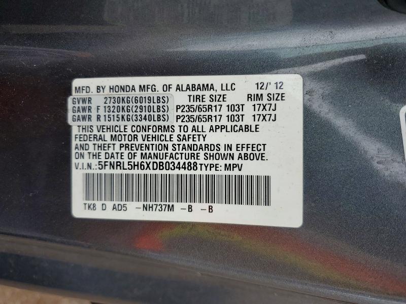 Продажа на аукционе авто 2013 Honda Odyssey, vin: 5FNRL5H6XDB034488, номер лота: 70340956