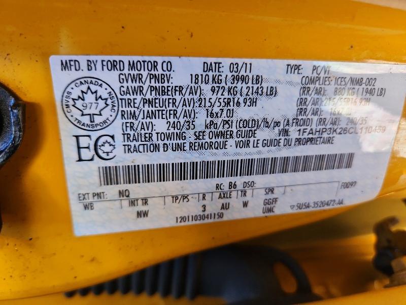 Продажа на аукционе авто 2012 Ford Focus, vin: 1FAHP3K26CL110459, номер лота: 67924116