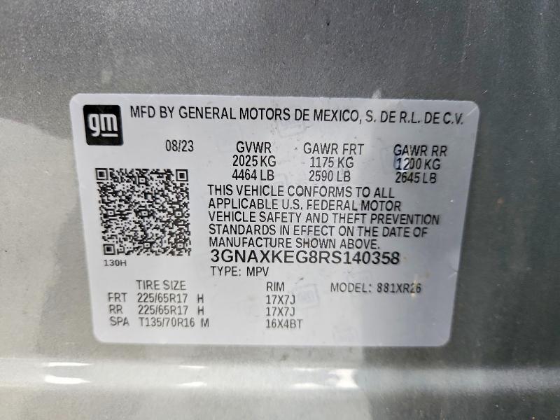 Aukcja sprzedaży 2024 Chevrolet Equinox, vin: 3GNAXKEG8RS140358, numer aukcji: 65315816