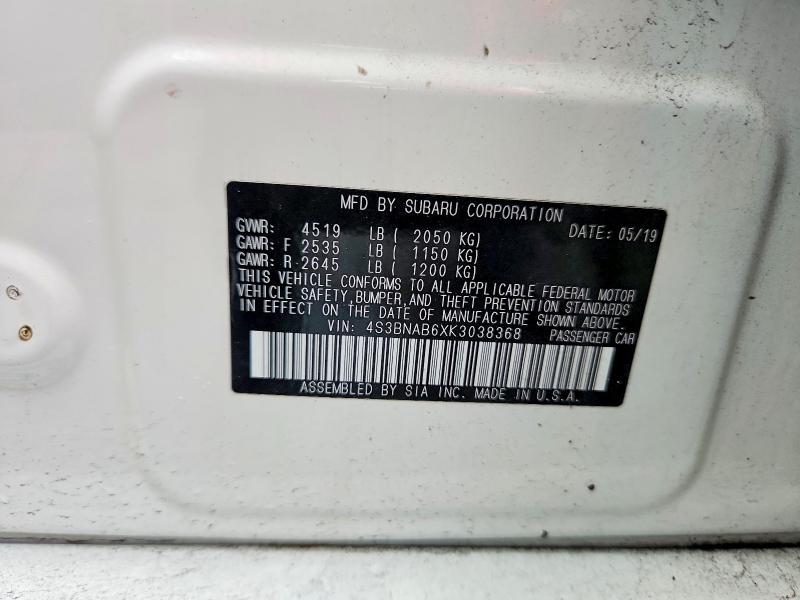 69670986 :رقم المزاد ، 4S3BNAB6XK3038368 vin ، 2019 Subaru Legacy مزاد بيع