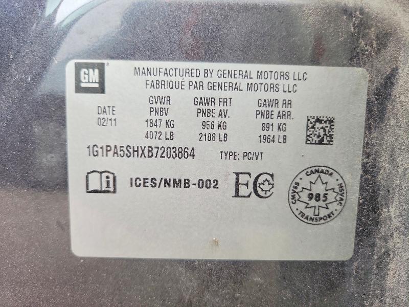 Продажа на аукционе авто 2011 Chevrolet Cruze, vin: 1G1PA5SHXB7203864, номер лота: 70032906