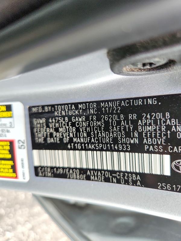 Продаж на аукціоні авто 2023 Toyota Camry, vin: 4T1G11AK5PU114933, номер лоту: 67624616
