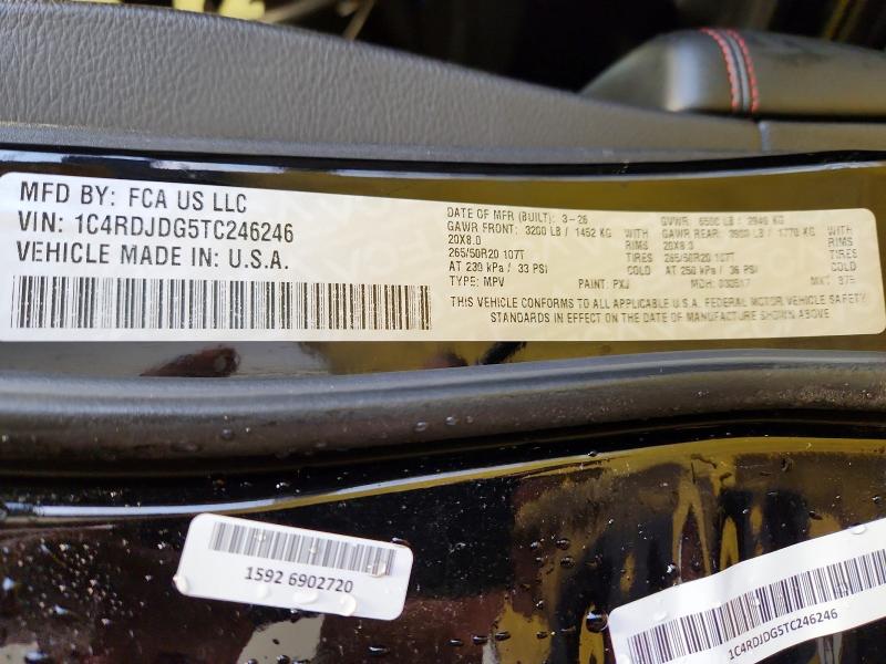 Aukcja sprzedaży 2026 Dodge Durango, vin: 1C4RDJDG5TC246246, numer aukcji: 69569966