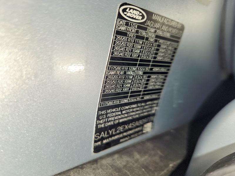 Продаж на аукціоні авто 2025 Land Rover Range Rover Velar, vin: SALYL2EX4SA809776, номер лоту: 69809566