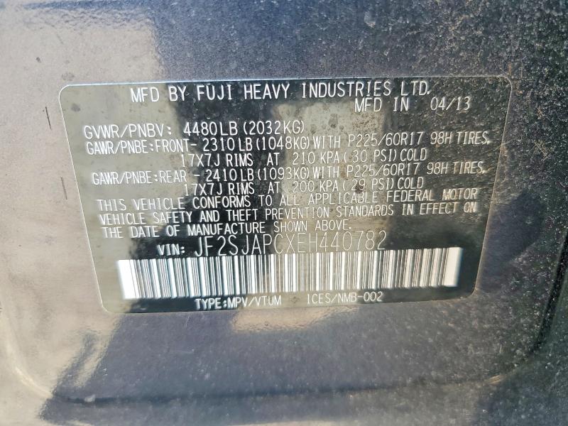 Aukcja sprzedaży 2014 Subaru Forester, vin: JF2SJAPCXEH440782, numer aukcji: 67831796
