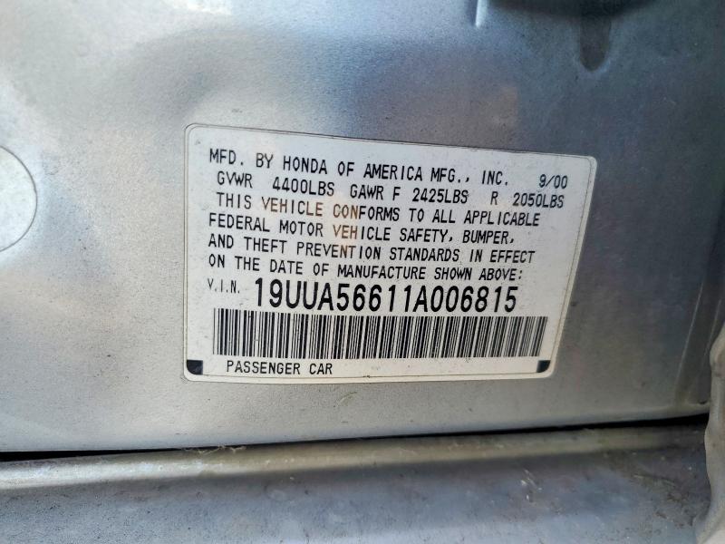 Aukcja sprzedaży 2001 Acura 3.2tl, vin: 19UUA56611A006815, numer aukcji: 68598396