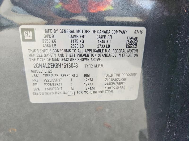 Aukcja sprzedaży 2017 Chevrolet Equinox, vin: 2GNALCEK8H1513043, numer aukcji: 70985856