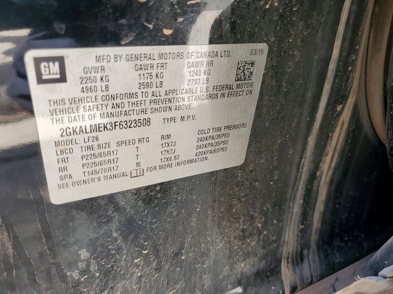 Aukcja sprzedaży 2015 Gmc Terrain, vin: 2GKALMEK3F6323508, numer aukcji: 68028896