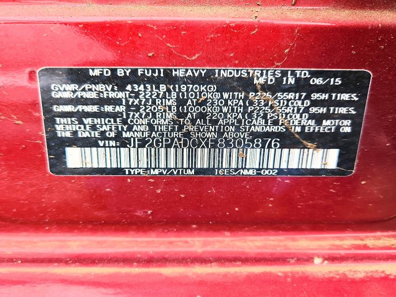 Продажа на аукционе авто 2015 Subaru Xv Crosstrek, vin: JF2GPADCXF8305876, номер лота: 70565486