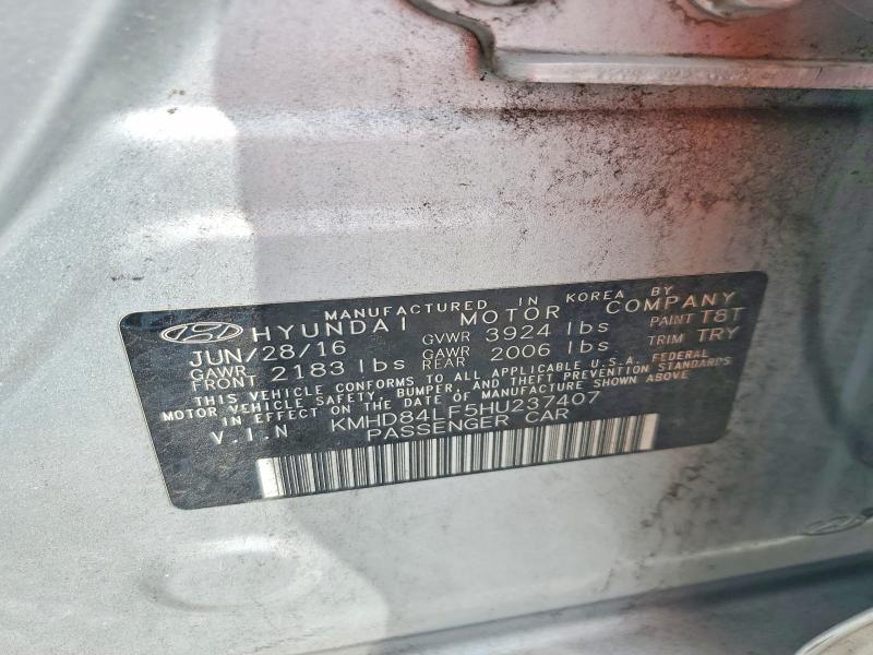 Aukcja sprzedaży 2017 Hyundai Elantra, vin: KMHD84LF5HU237407, numer aukcji: 70160986
