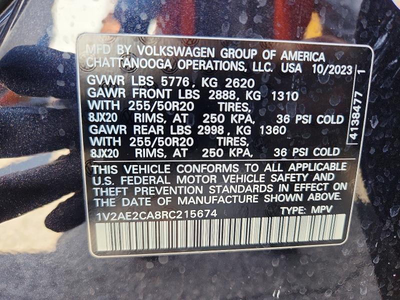 Продажа на аукционе авто 2024 Volkswagen Atlas Cross Sport, vin: 1V2AE2CA8RC215674, номер лота: 67365376
