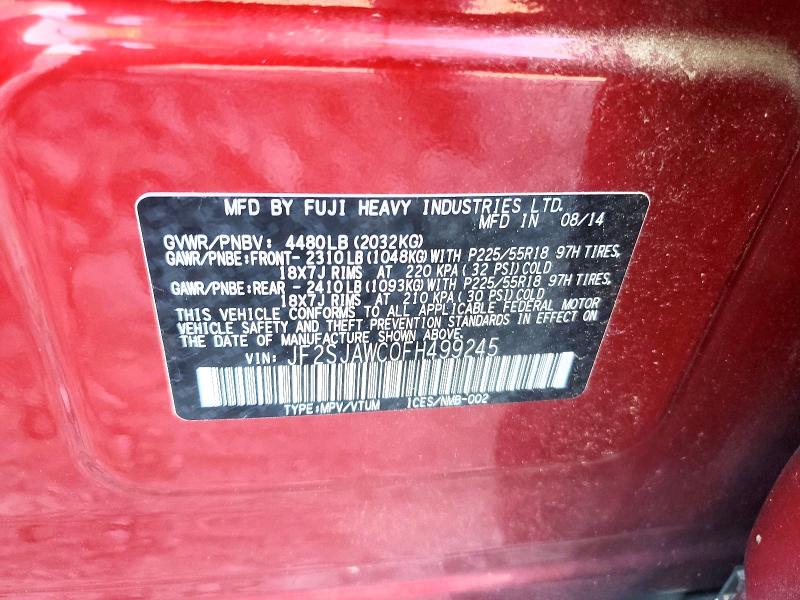 Aukcja sprzedaży 2015 Subaru Forester, vin: JF2SJAWC0FH499245, numer aukcji: 67779466
