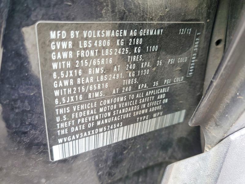 Aukcja sprzedaży 2013 Volkswagen Tiguan, vin: WVGAV3AXXDW574543, numer aukcji: 67256976
