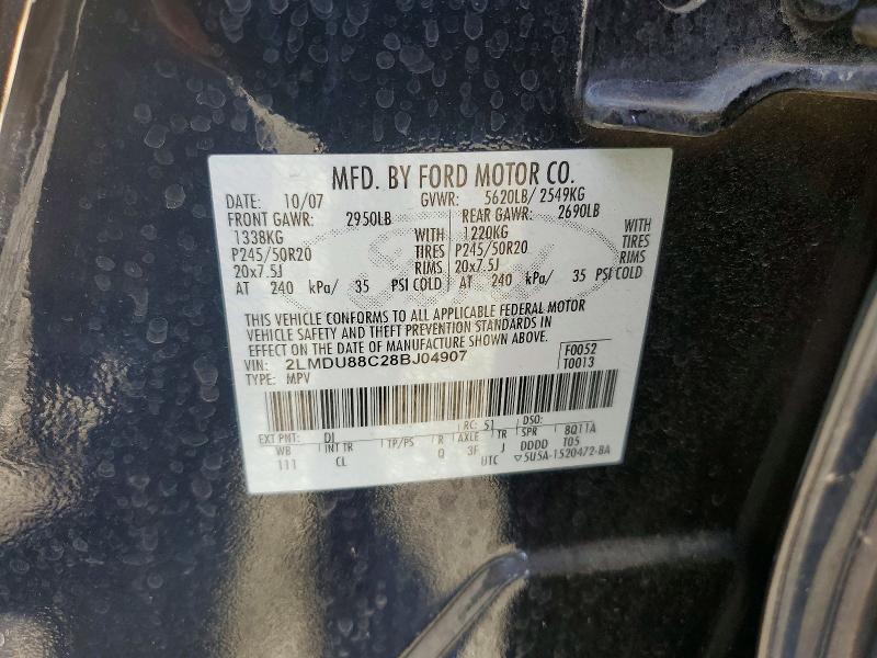2008 Lincoln Mkx მანქანა იყიდება აუქციონზე, vin: 2LMDU88C28BJ04907, აუქციონის ნომერი: 67628126