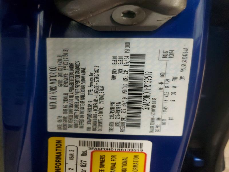 Aukcja sprzedaży 2017 Ford Fusion, vin: 3FA6P0HD1HR139519, numer aukcji: 67529736